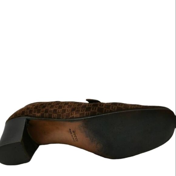 Rare Vintage Gucci Collector Brown Suede G Monogram Heels | Circa 1970s - Picture 5 of 10